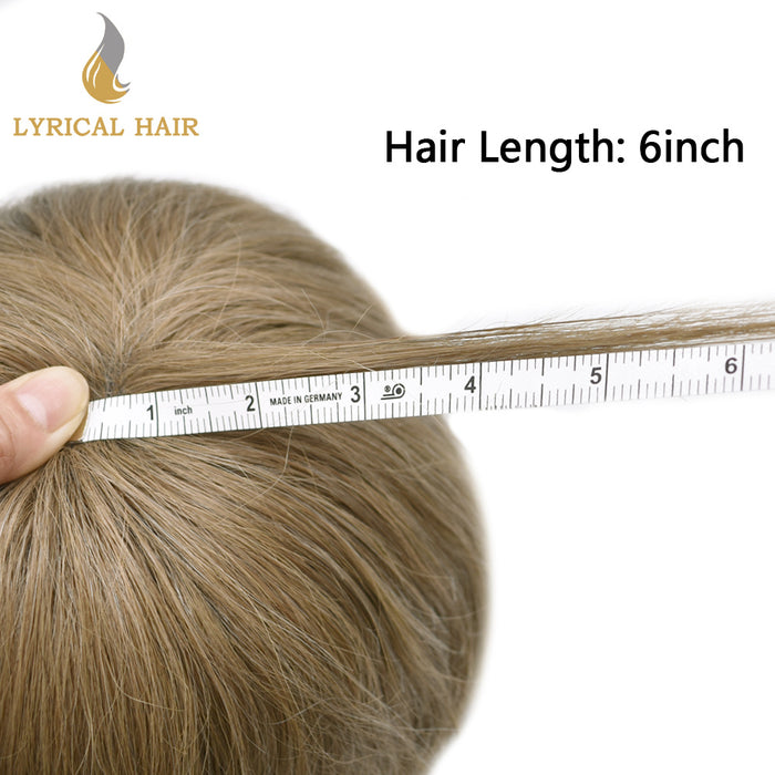 LYRICAL HAIR US Stock Human Hair Swiss Super Welded Lace wIith Poly Natural Hairline Bleached  Knots Toupee for Men  | Brown