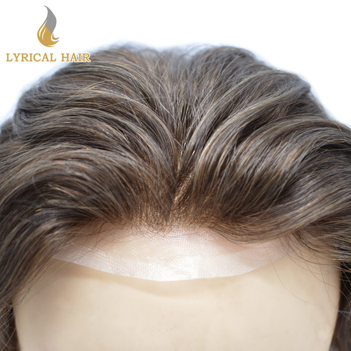 LYRICAL HAIR Full Swiss Super Welded Lace Mens Toupee US STOCK Bleached Knots Men Hair Piece Natural looking Icon Lace Toupee for Men|Brown