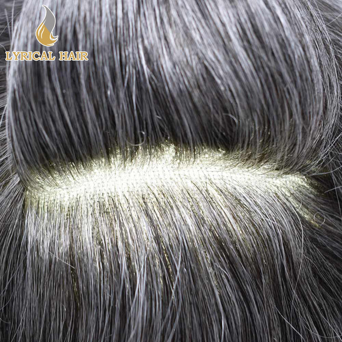 LYRICAL HAIR Hair System for Mens Hair Piece US STOCK Monofilament with PU Coating(NPU) Toupee Folded Lace Front Natural Hairline Mens Toupee|Gray