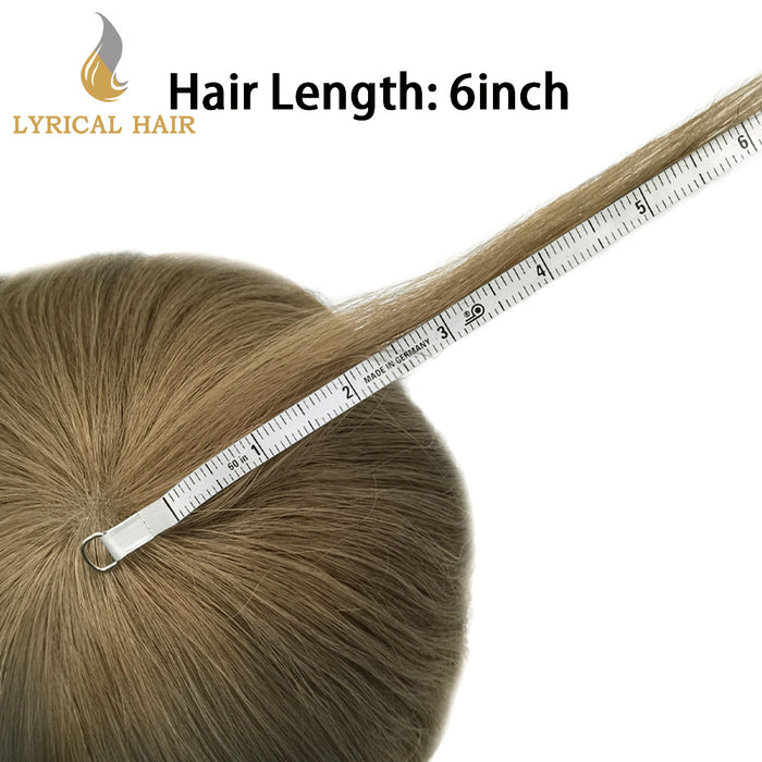 LYRICAL HAIR 0.08mm Thickness Natural&Durable Knotted Thin Skin PU Human Hair System For Men V-Looped Knots Mens Hairpieces Natural Hairline  Toupee for Men
