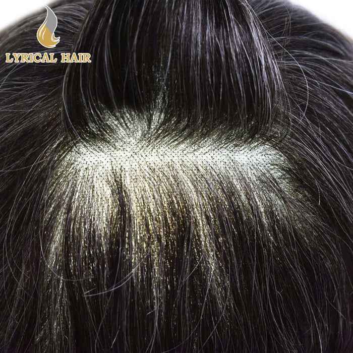 LYRICAL HAIR French Lace With Poly Coated Human Hair System for Men Natural Hairline Bleached  Knots Invisible Knots Toupee for Men