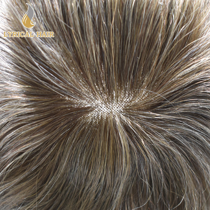 LYRICAL HAIR Mens Toupee Hair Pieces Durable Silk Fine Monofilament Hair Systems For Men |Brown