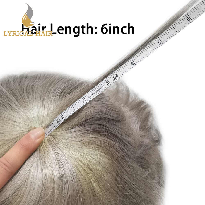 LYRICAL HAIR Hair System for Mens Hair Piece US STOCK Monofilament with PU Coating(NPU) Toupee Folded Lace Front Natural Hairline Mens Toupee|White