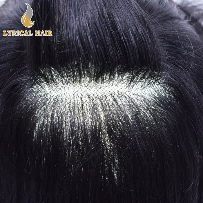 LYRICAL HAIR Full Swiss Super Welded Lace Mens Toupee US STOCK Bleached Knots Men Hair Piece Natural looking Icon Lace Toupee for Men|Black