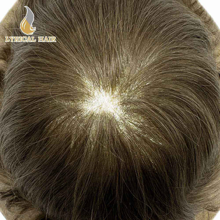 LYRICAL HAIR US Stock Mens Toupee Lace Front Skin Hair System for Men 0.06mm Thin Skin V-looped Mens Hairpieces