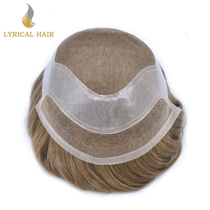 LYRICAL HAIR Mens Toupee Hair Pieces Durable Silk Fine Monofilament Hair Systems For Men |Blond