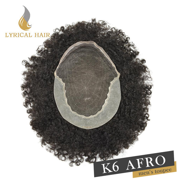 LYRICAL HAIR Afro Curly French Lace Front Hairpiece for Black Men Weave Hair Unit