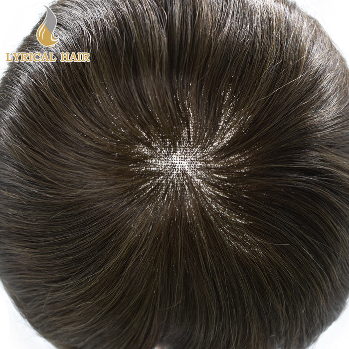 LYRICAL HAIR US STOCK Full French Lace Toupee for Men Hair System Bleached Knots Natural Hairline Mens Hair Piece|Brown