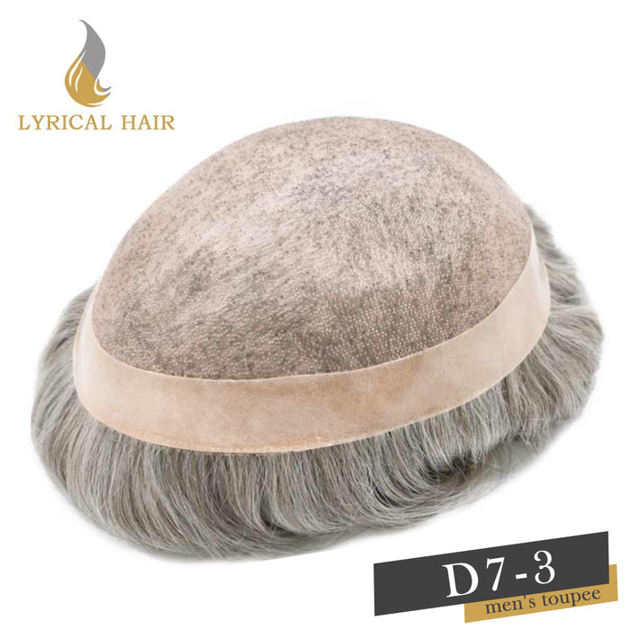 LYRICAL HAIR Hair System for Mens Hair Piece US STOCK Monofilament with PU Coating(NPU) Toupee Folded Lace Front Natural Hairline Mens Toupee|White