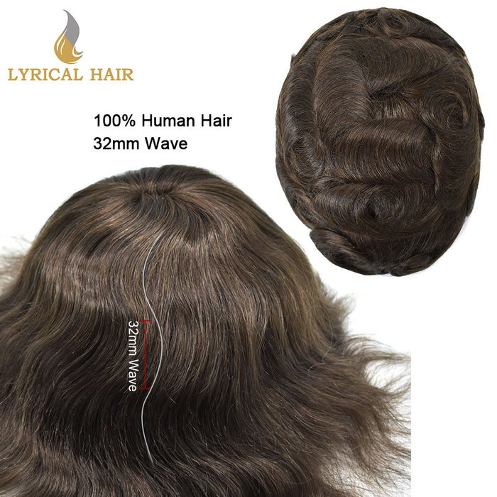 LYRICAL HAIR Full Swiss Super Welded Lace Mens Toupee US STOCK Bleached Knots Men Hair Piece Natural looking Icon Lace Toupee for Men|Brown