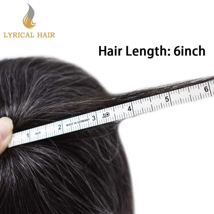 LYRICAL HAIR US Stock French Lace With Poly Coated Human Hair System For Men Natural Hairline Bleached  Knots Invisible Knots Toupee for Men  | Gray