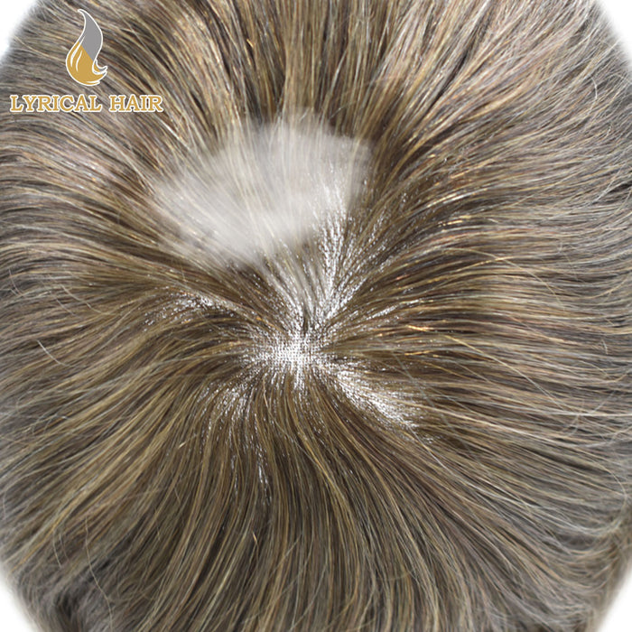LYRICAL HAIR Human Hair System For Men Fine Monofilament With PU Hairpieces For Men  | Brown