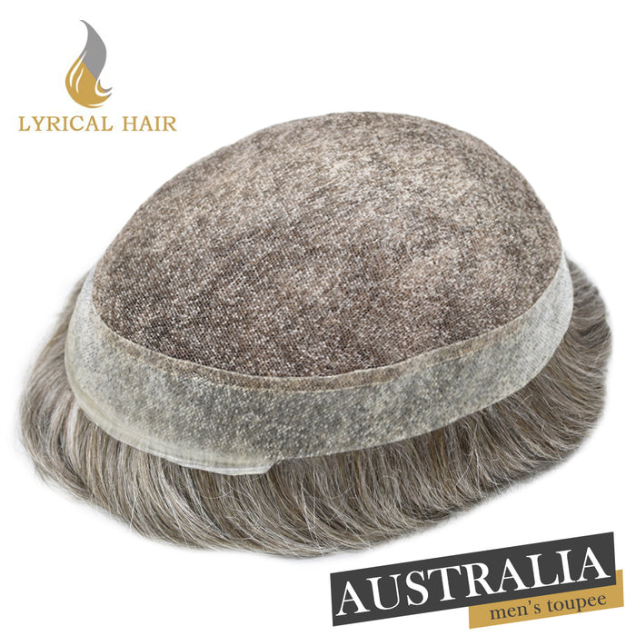 LYRICAL HAIR Human Hairpiece French Lace Mens Toupee Poly Skin Around Mens Hair System |Gray