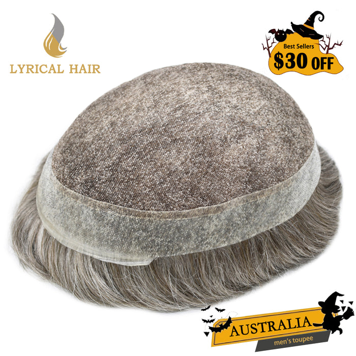 LYRICAL HAIR US Stock Human Hairpiece French Lace Mens Toupee Poly Skin Around Mens Hair System