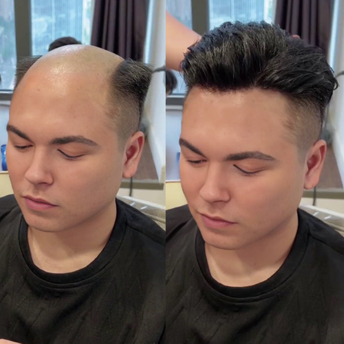 LYRICAL HAIR Human Hair System For Men Monofilament With PU Lace Folded In Front Hairpiece