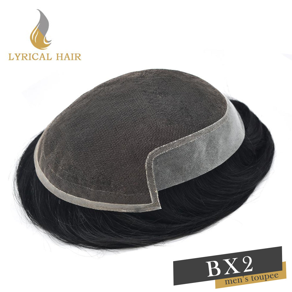 LYRICAL HAIR US Stock French Lace Front Mens Toupee Breathable Invisible Knots Human Hairpiece