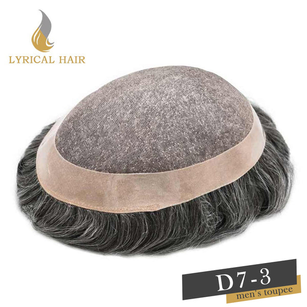 LYRICAL HAIR Hair System for Mens Hair Piece Monofilament with PU Coated Toupee Folded Lace Front Natural Hairline Mens Toupee