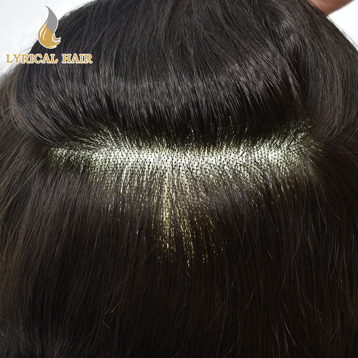 LYRICAL HAIR Men Toupee Fine Monofliament Durable Mens Hair System Human Hair Mens Hairpiece