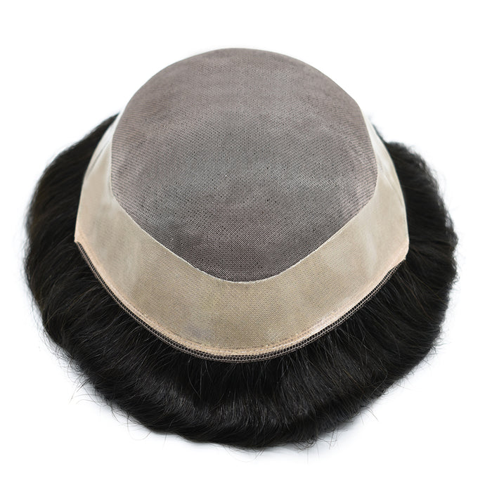 LYRICAL HAIR Hair System for Mens Hair Piece US STOCK Monofilament with PU Coating(NPU) Toupee Folded Lace Front Natural Hairline Mens Toupee|Black