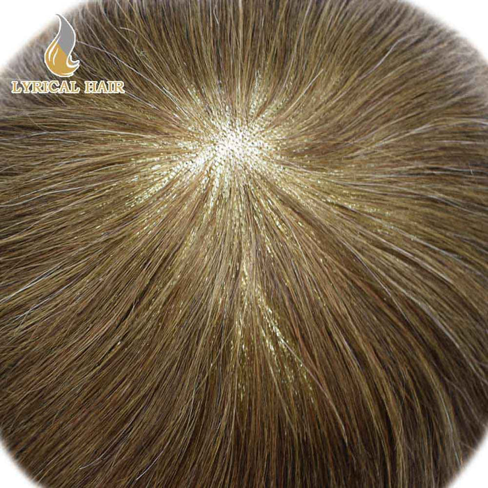 Hair System for Men Hair Piece Monofilament with PU Coated Toupee for Men Human Hair Mens Replacement Folded Lace Front Natural Hairline Mens Toupee