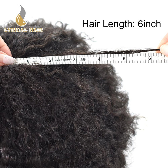 LYRICAL HAIR US Stock Afro Toupee for Black Men Full PU Curly Hair Unit For American African Men
