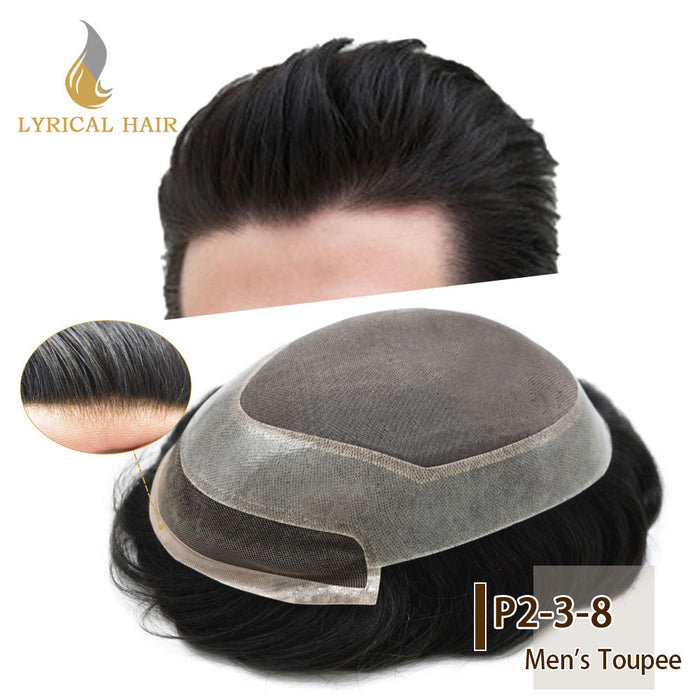 LYRICAL HAIR US Stock Mens Toupee Hair Pieces Durable Silk Fine Monofilament Hair Systems For Men