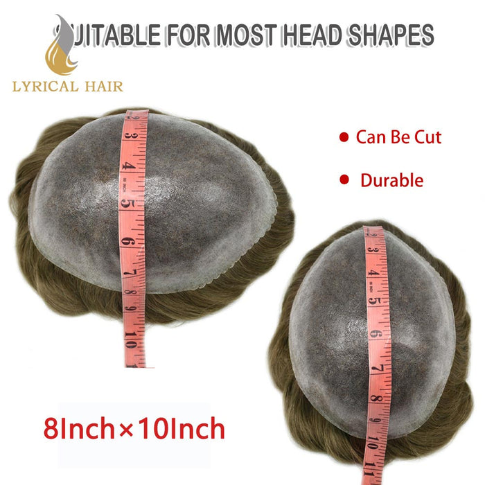 Lyricalhair US Stock Toupee for Mens Full PU Injected Human Hairpiece for Men Durable Mens Hair System