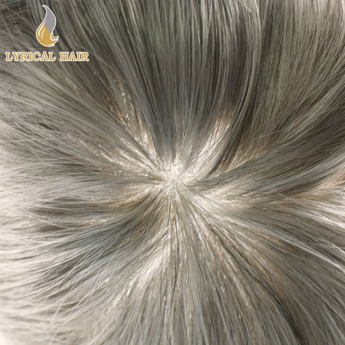 LYRICAL HAIR Men Hair System Full Poly 0.12mm Thickness Men Toupee Hairpieces |White