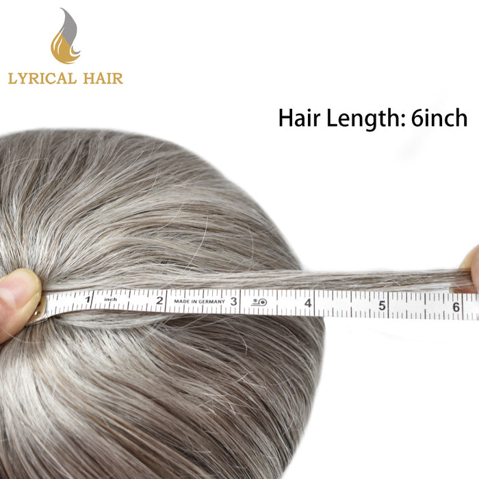 LYRICAL HAIR Men Hair System Full Poly 0.12mm Thickness Men Toupee Hairpieces |White