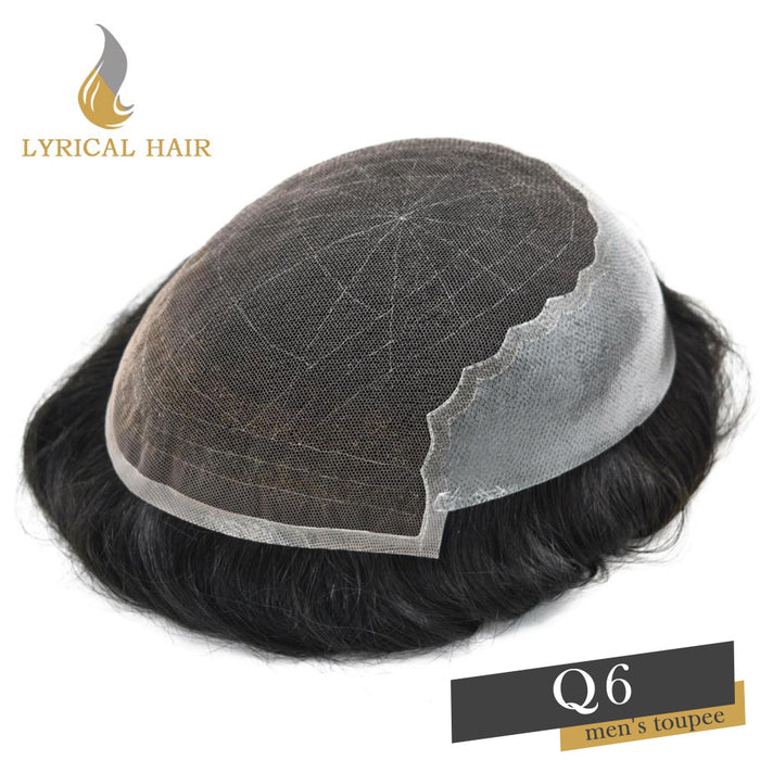 French Lace With PU Hair System For Men Natural Hairline Bleached  Knots