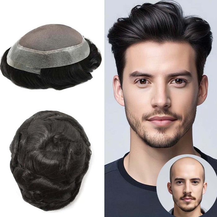 Lyricalhair Hair System For Men Fine Monofilament With PU Hairpieces For Men