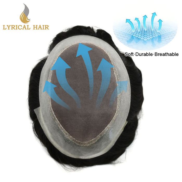 LYRICAL HAIR Human Hair System For Men Fine Monofilament With PU Hairpieces For Men