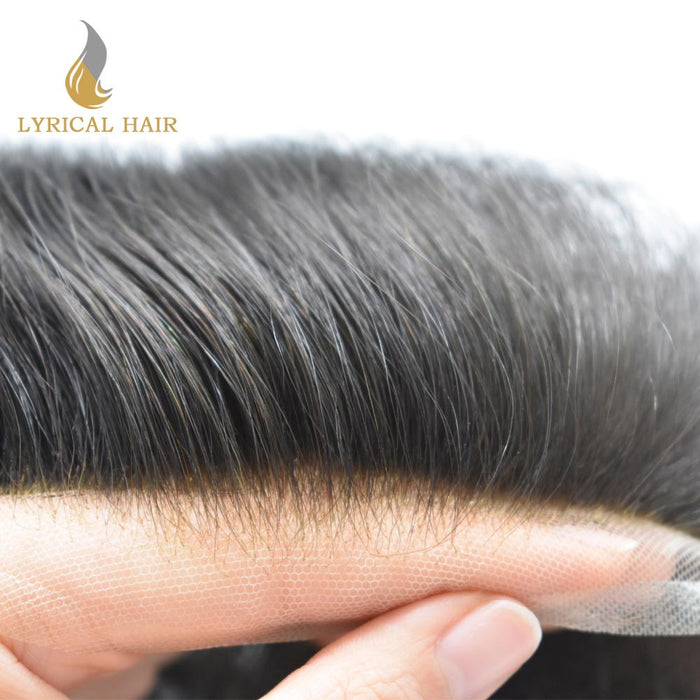 LYRICAL HAIR French Lace With PU Hair System For Men Natural Hairline Bleached  Knots Toupee for Men