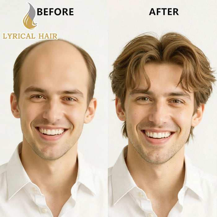 LYRICAL HAIR Mens Toupee Hair Pieces Durable Silk Fine Monofilament Hair Systems For Men |Blond
