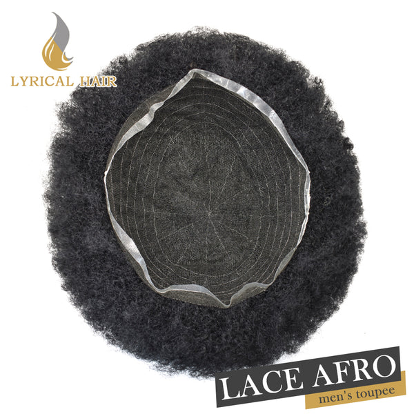 LYRICAL HAIR Afro Curly Toupee For Black Men Full French Lace Hair Units Mens Hairpieces