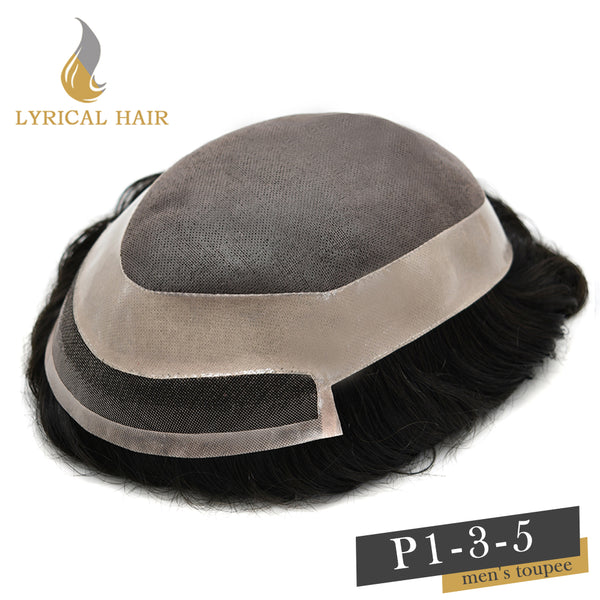 LYRICAL HAIR Fine Mono Hair System for Men PU Coated Perimeter 1/4ft Welded Mono Mens Hairpieces Lace Front Toupee