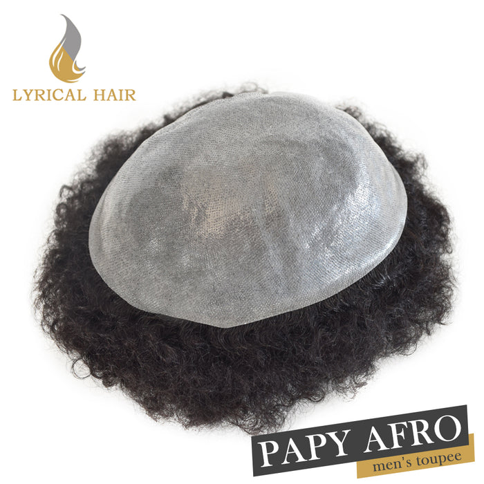 Hair Units for Black Men Thin Skin African American Men 100% Brazilian Human Hair Replacement System Full Poly Afro Curly Wave Mens Hairpieces