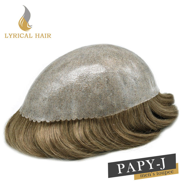 LYRICAL HAIR Men Hair System Full Poly 0.12mm Thickness Men Toupee Hairpieces |Blond