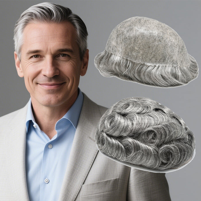 US Stock Toupee for Mens Full PU Injected Human Hairpiece for Men Durable Mens Hair System