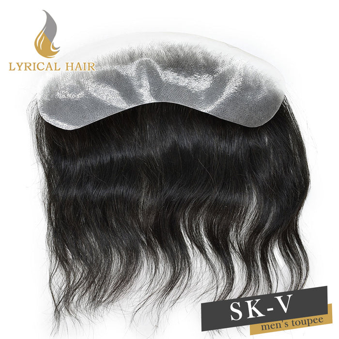 LYRICAL HAIR Men Frontal Hair System US STOCK V-Looped PU Toupee for Men Natural Hairline Mens Toupee