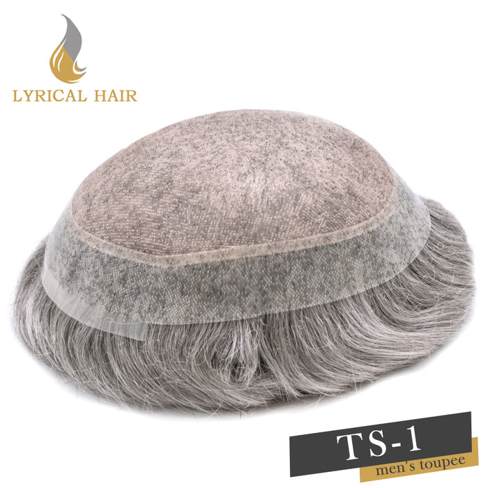 LYRICAL HAIR Human Hair System For Men Fine Monofilament With PU Hairpieces For Men  | Gray
